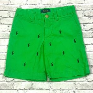 Polo Ralph Lauren Boys Chino Shorts 4T Green Embroidered Pony Preppy Summer